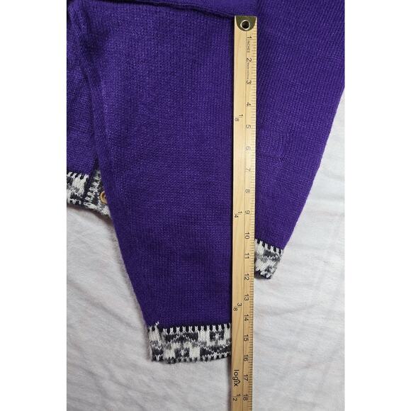 South American Side Alpaca Wool Sweater Button Cardigan Large Peru S - Picture 7 of 8